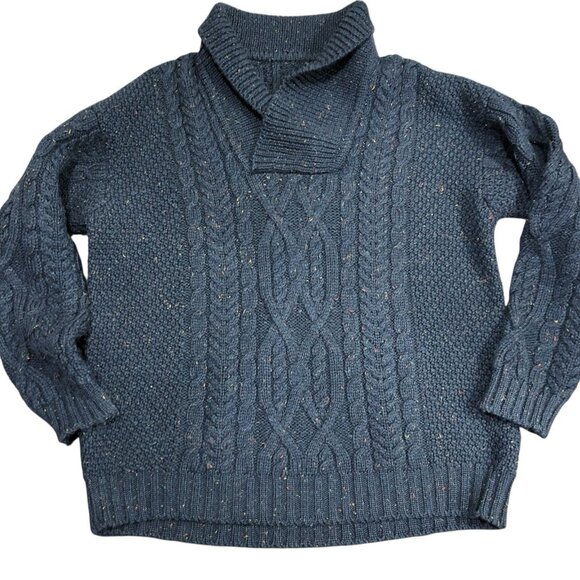 Handmade Other - Handknit Irish Fisherman Sweater Green 2XL Wool Cableknit Chunky Grandpa Preppy